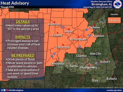 Heat advisories for part of Alabama on Thursday; how hot will it .